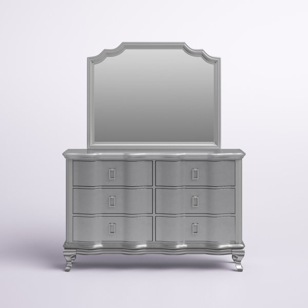 Orren Ellis Waldoboro 6 Drawer Double Dresser With Mirror & Reviews